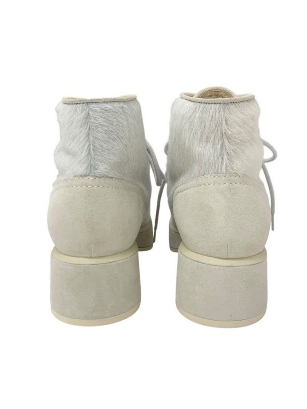 Chanel Boots Short Shoes Haraco Suede Shearling Beige Gray Coco Mark Lace - Picture 5 of 10